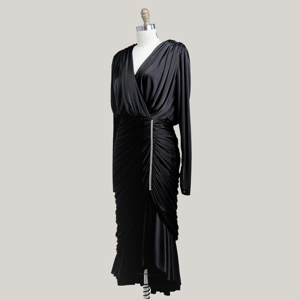 80s Rhinestone Ruched Dress - Picture 4 of 5